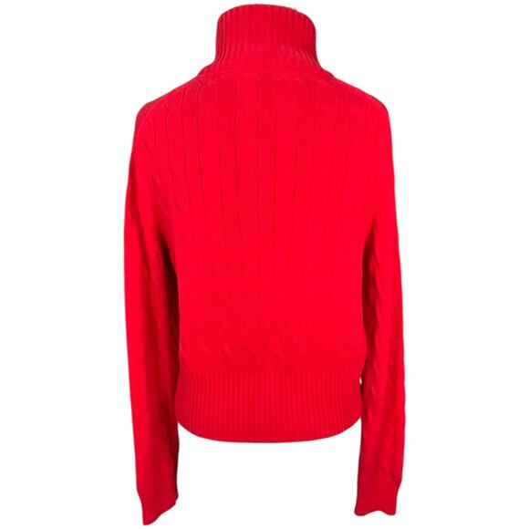Tommy Hilfiger Red Cable Knit Button Cardigan Women’s Large 100% Cotton Preppy - Picture 2 of 13